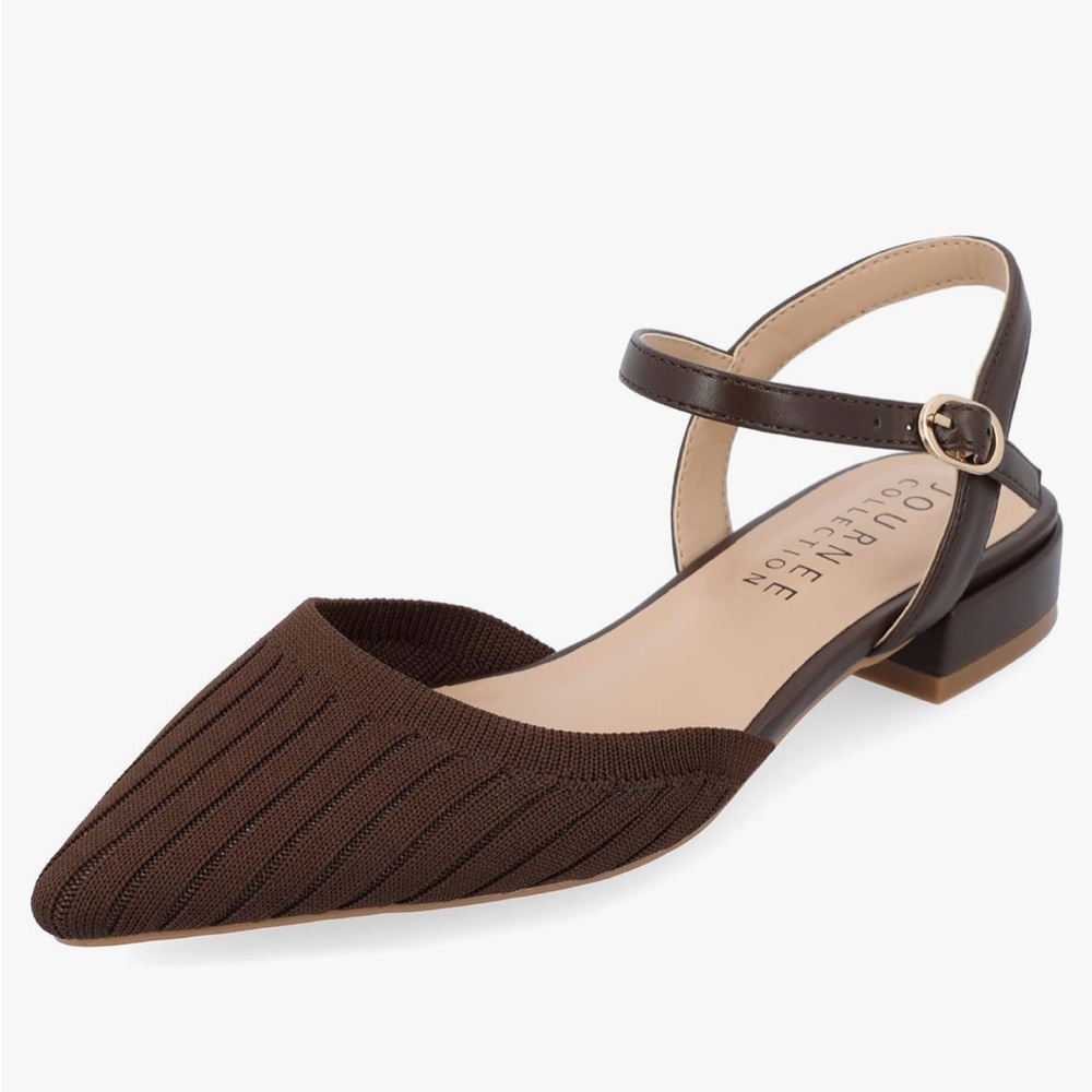 Journee Collection Brown Ansley Knit Flats Size 8